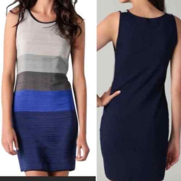 RAG & BONE Silk Layered Ruffle Color Block Dress - Blue / Gray - MEDIUM - Picture 1 of 9